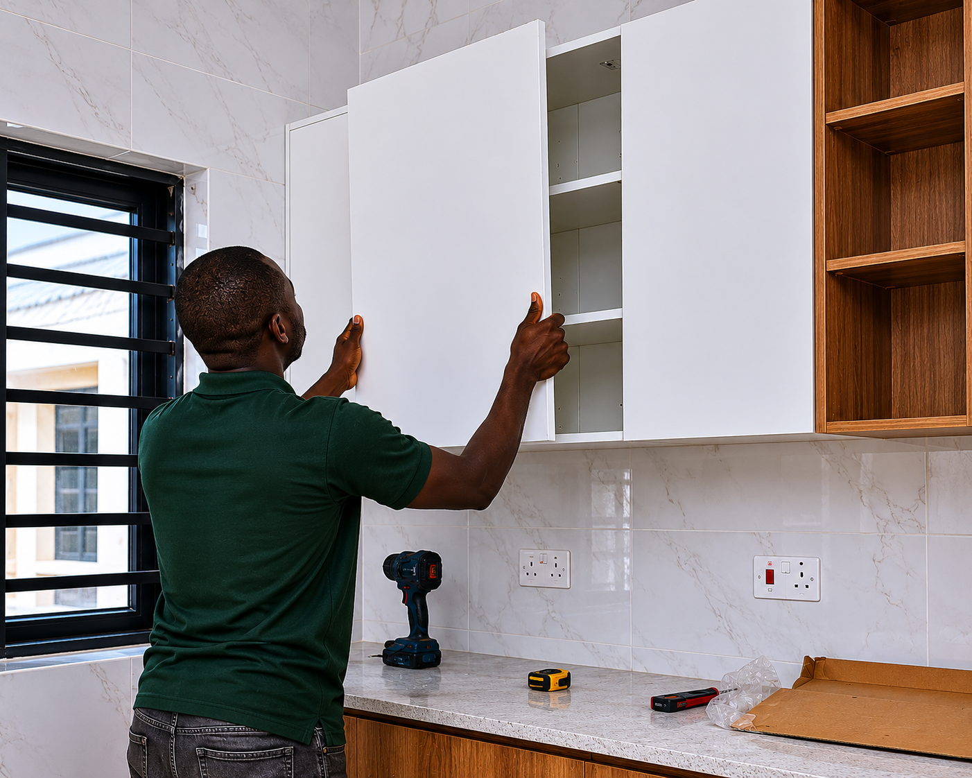 Kitchen Cabinet Installation — Tiling